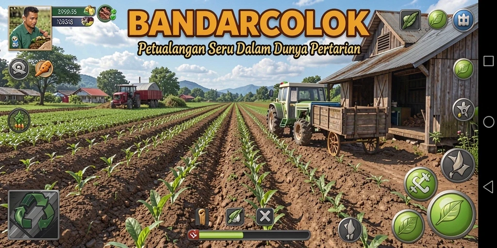 Screenshot gameplay <strong>BANDARCOLOK</strong> yang menunjukkan keindahan pertanian yang dikelola dengan baik.