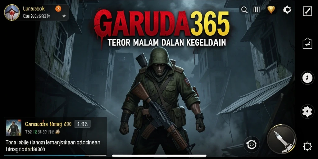 Tangkapan layar GARUDA365 menunjukkan suasana mencekam dengan monster menyeramkan.