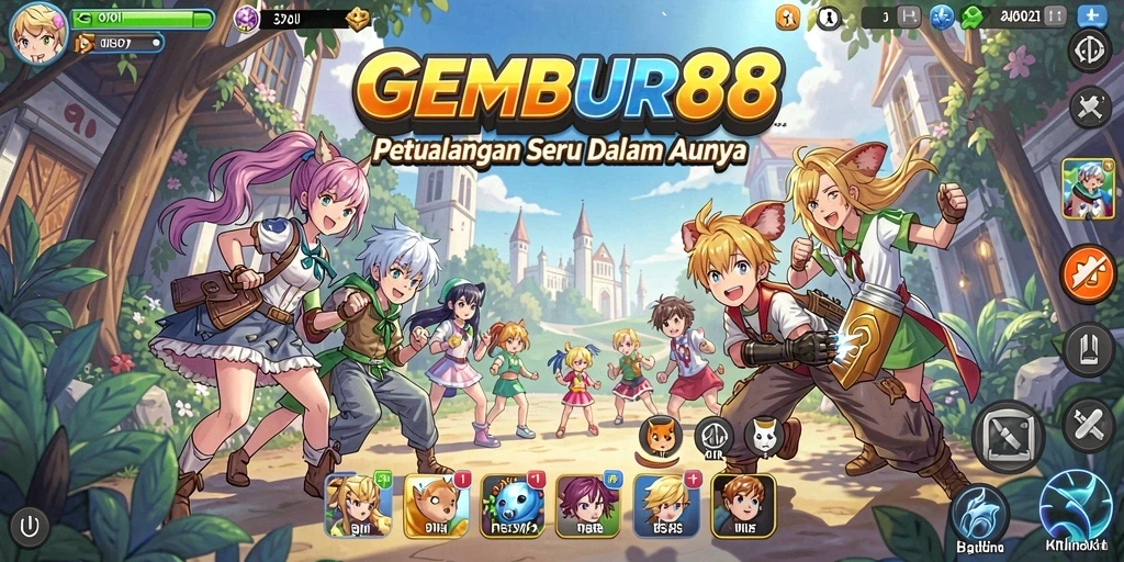 Tampilan karakter dan pertempuran dalam GEMBUR88 yang mengesankan.