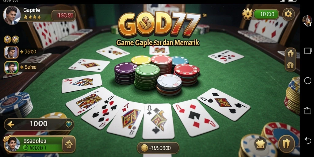 Screenshot utama GOD77 menampilkan serunya bermain Gaple dengan teman.