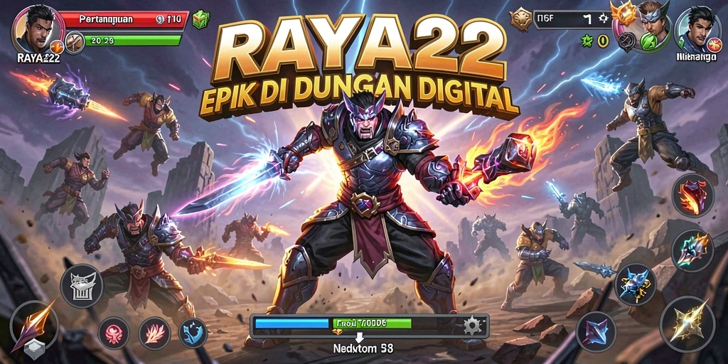 Tampilan gameplay RAYA22 yang menampilkan aksi pertarungan yang mendebarkan.