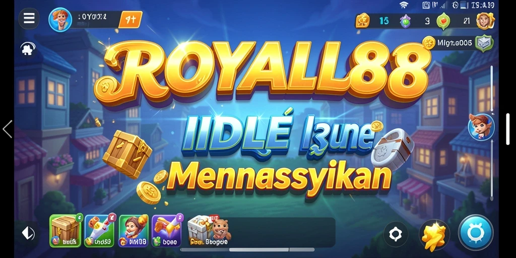 Screenshot gameplay ROYAL88 menampilkan kerajaan yang berkembang dan fitur Idle.