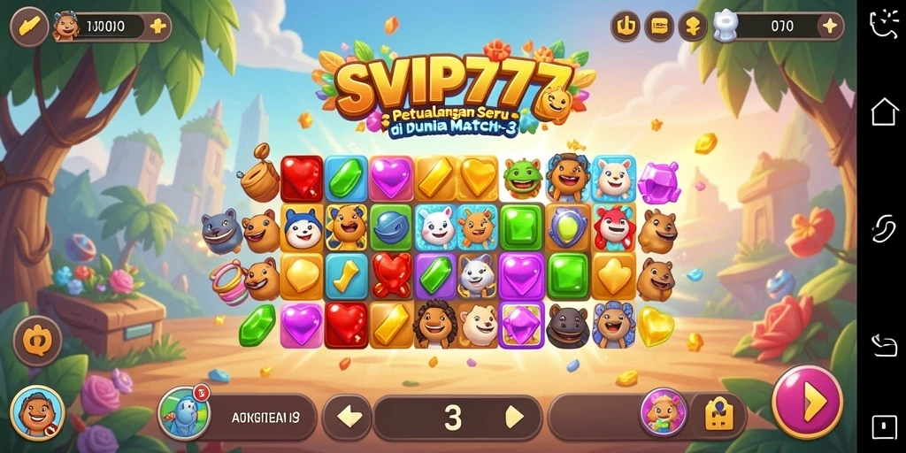 Tampilan menarik dari gameplay Match-3 di SVIP777.